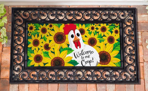 Welcome Chicken Sunflowers Sassfrass Switch Mat