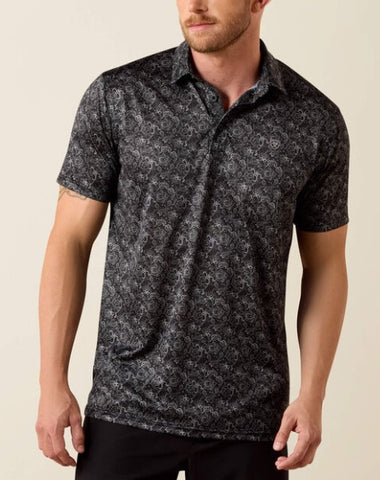 Black Paisley Printed Polo