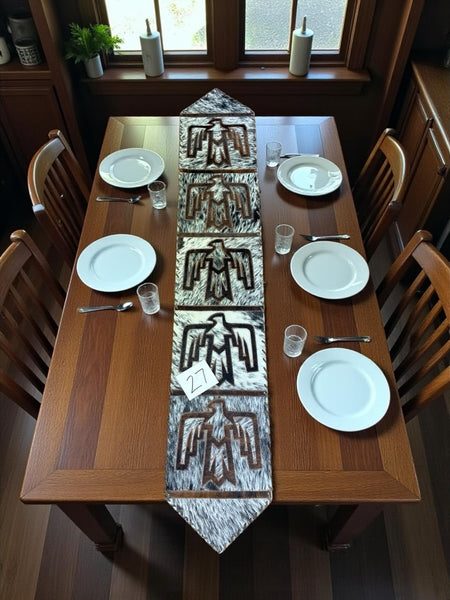 Thunderbird Stitch Cowhide Table Runner #27 – Rnd Rustics