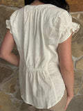 White Linen V-Neck Blouse