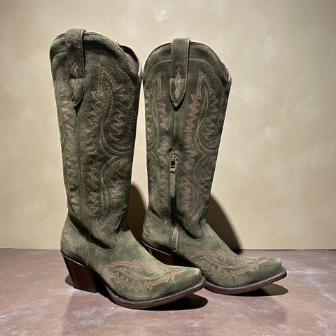 Olive Suede Casanova Western Boot