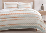 Mystic Stripe Coral Cotton Gauze Quilt Set