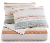 Mystic Stripe Coral Cotton Gauze Quilt Set