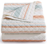 Mystic Stripe Coral Cotton Gauze Quilt Set