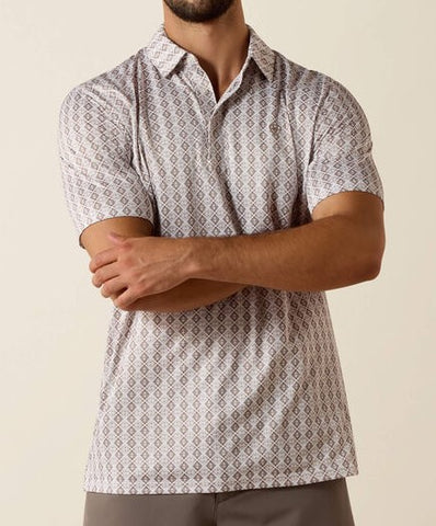 Southwest Taupe Printed Polo
