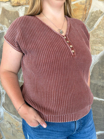 Terracotta V-neck Knit Vest