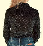 Black Velvet with Crystals Pullover Button Up