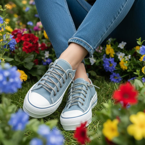 Light Blue Canvas Platform Sneaker