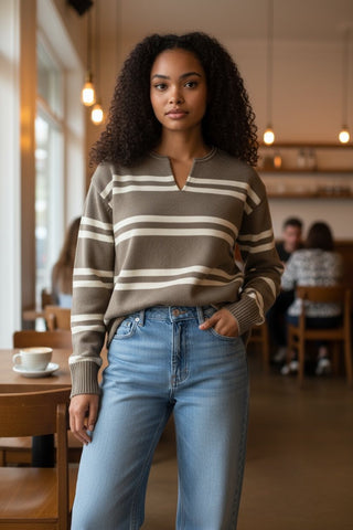 V-Neck Striped Sweater