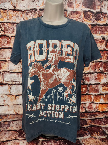 Acid Wash Rodeo Bronc Rider Oversized Graphic Tee