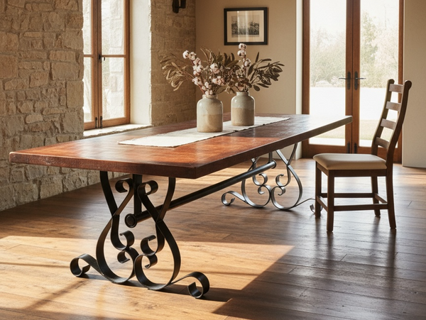 Heavy Iron Scroll Base Dining Table – Rnd Rustics