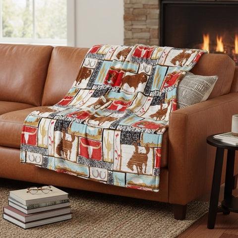Vintage Western Plush Throw Blanket