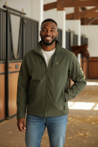 Logo Softshell Jacket- Earth Green