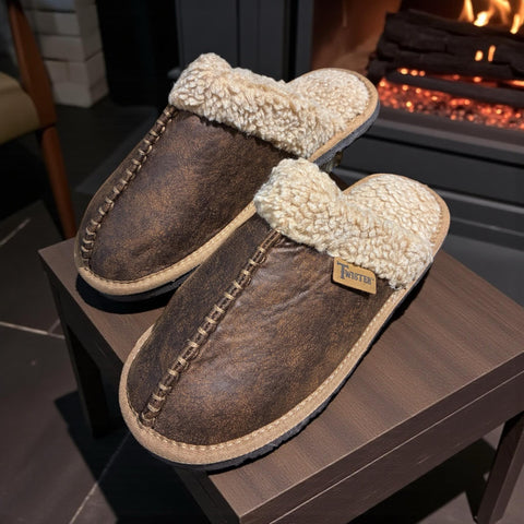 Leather Sherpa Slide Slipper