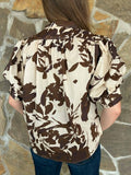 Brown Floral Blouse