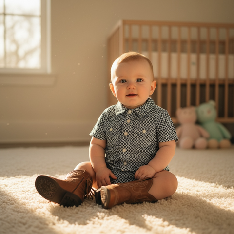 Baby Boy Short Sleeve Western Snap Bodysuit