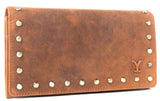 Yellowstone Caldera Leather Wallet with Rivets in Amber