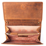 Yellowstone Caldera Leather Wallet with Rivets in Amber