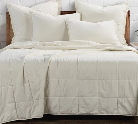 Stonewashed Cotton Canvas Coverlet Natural