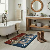 Patchwork Bandana Strumming Cowboy Jacquard Bath and Kitchen Rug