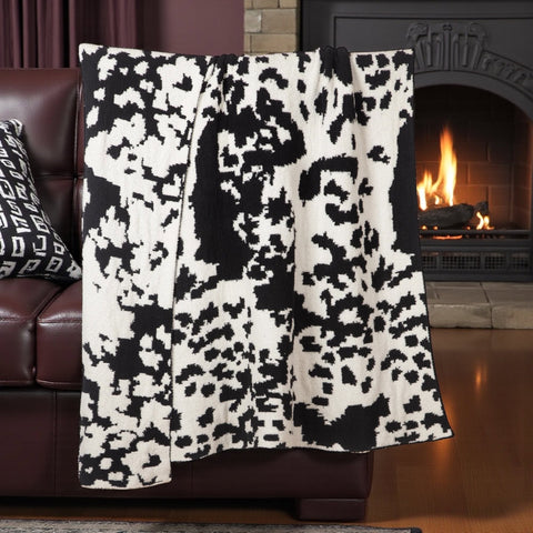 Black and White Cow Print Stretchy Throw