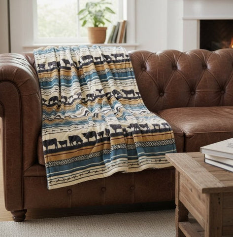 Morning On The Farm Plush Sherpa Throw