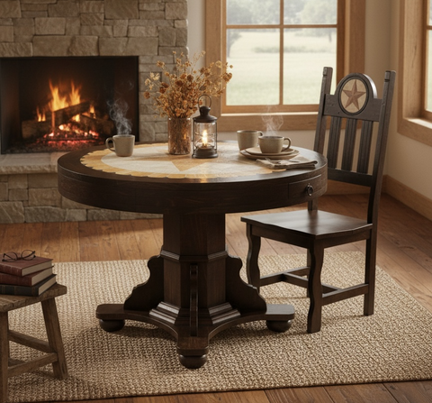 Travertine Stone Top Round Dining Table