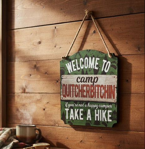 Welcome to Camp Hanging Sign