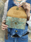 Antique Gold LV Tooled Leather Wristlet