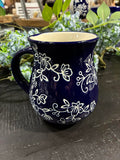 Blue Floral Lace 16 oz Mug w Snowglobe Topper