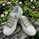 White Lace Canvas Bling Sneaker