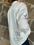 White Pearl Snap Western Embroidered Shirt