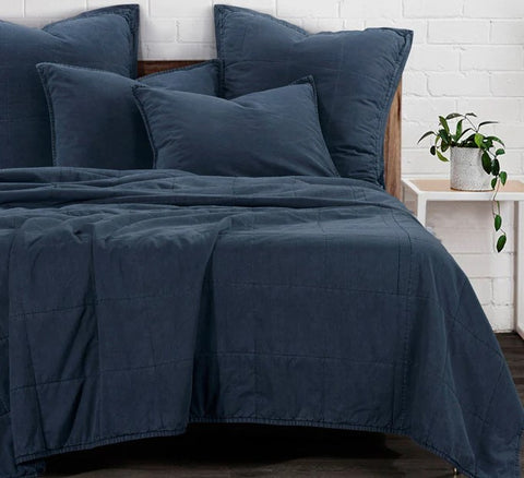 Stonewashed Cotton Canvas Coverlet Denim