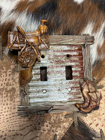 Barnwood Boots and Saddle Switch and Outlet Covers