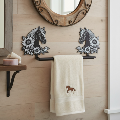 Horse with Sunflowers Towel Bar