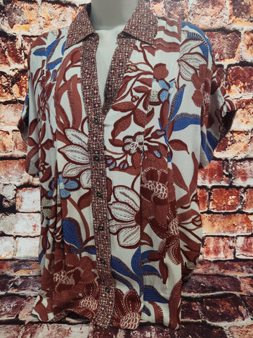 Crimson Floral Blouse