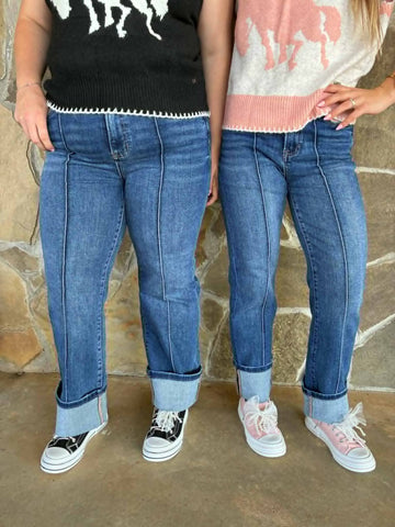 Risen Pintuck Cuffed Jeans