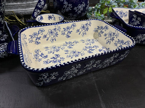 Blue Floral Lace 11x7 Bakeware
