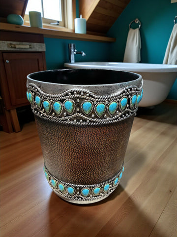 Turquoise Bead Waste Can