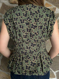 Olive Green Floral Blouse