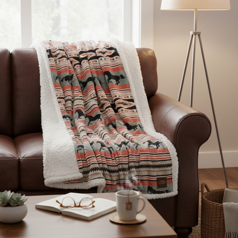 Black Stallion Plush Sherpa Throw