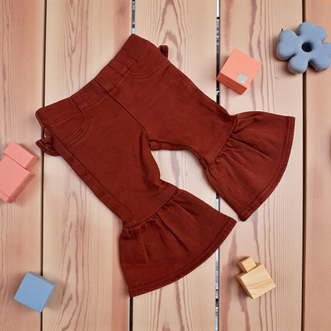 Baby Girl's Ruffle Flare Jean- Rust