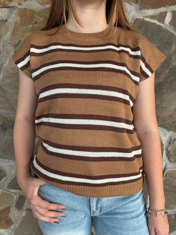 Mocha Stripe Sweater Vest