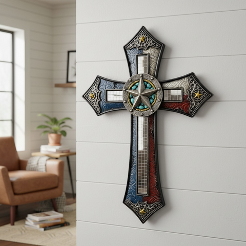 Texas Star Cross with Mirror Accents