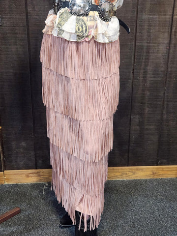 Mauve Fringe Maxi Skirt