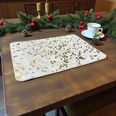 Gold Foil Acid Wash Cowhide Placemats