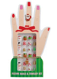 Kids Green Christmas Nails and Jewelry Set