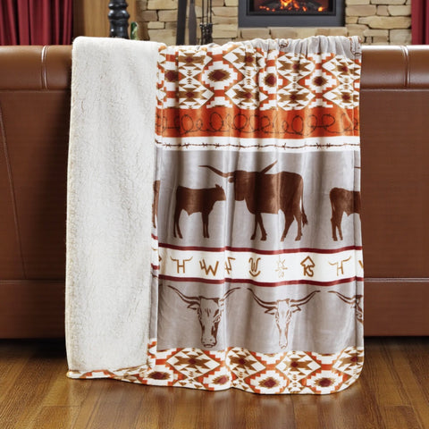 Longhorn Plush Throw