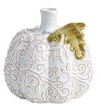 Medium White Textured Pumpkin Bud Vase