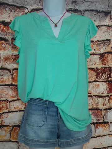 Dear Scarlett Mint Flutter Sleeve Top